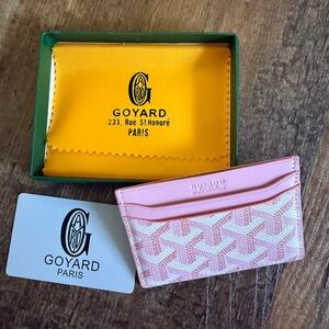 Goyard Light Pink and White Card Holder